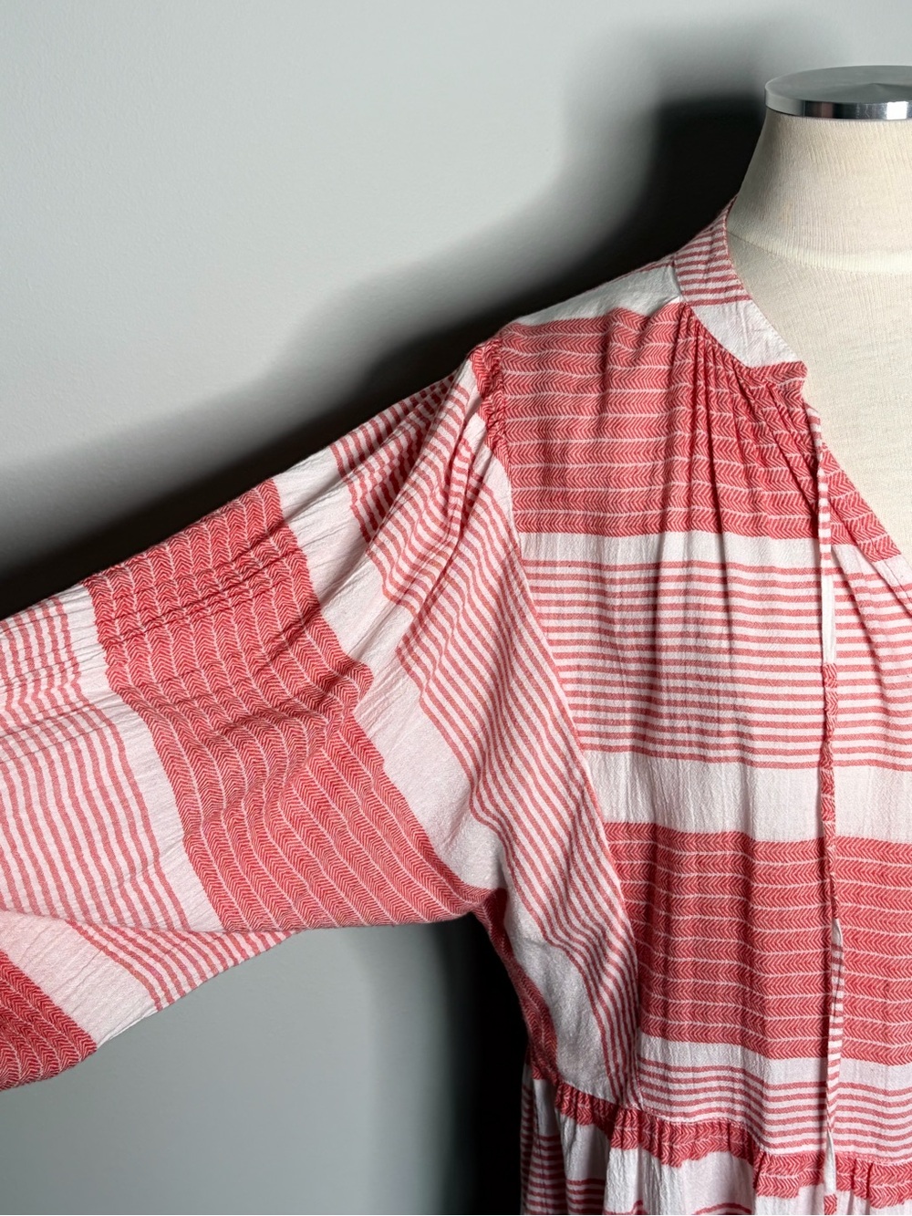 Seafolly Coral and White Cotton Striped Mini Dress, Small/Medium - Picture 4 of 10